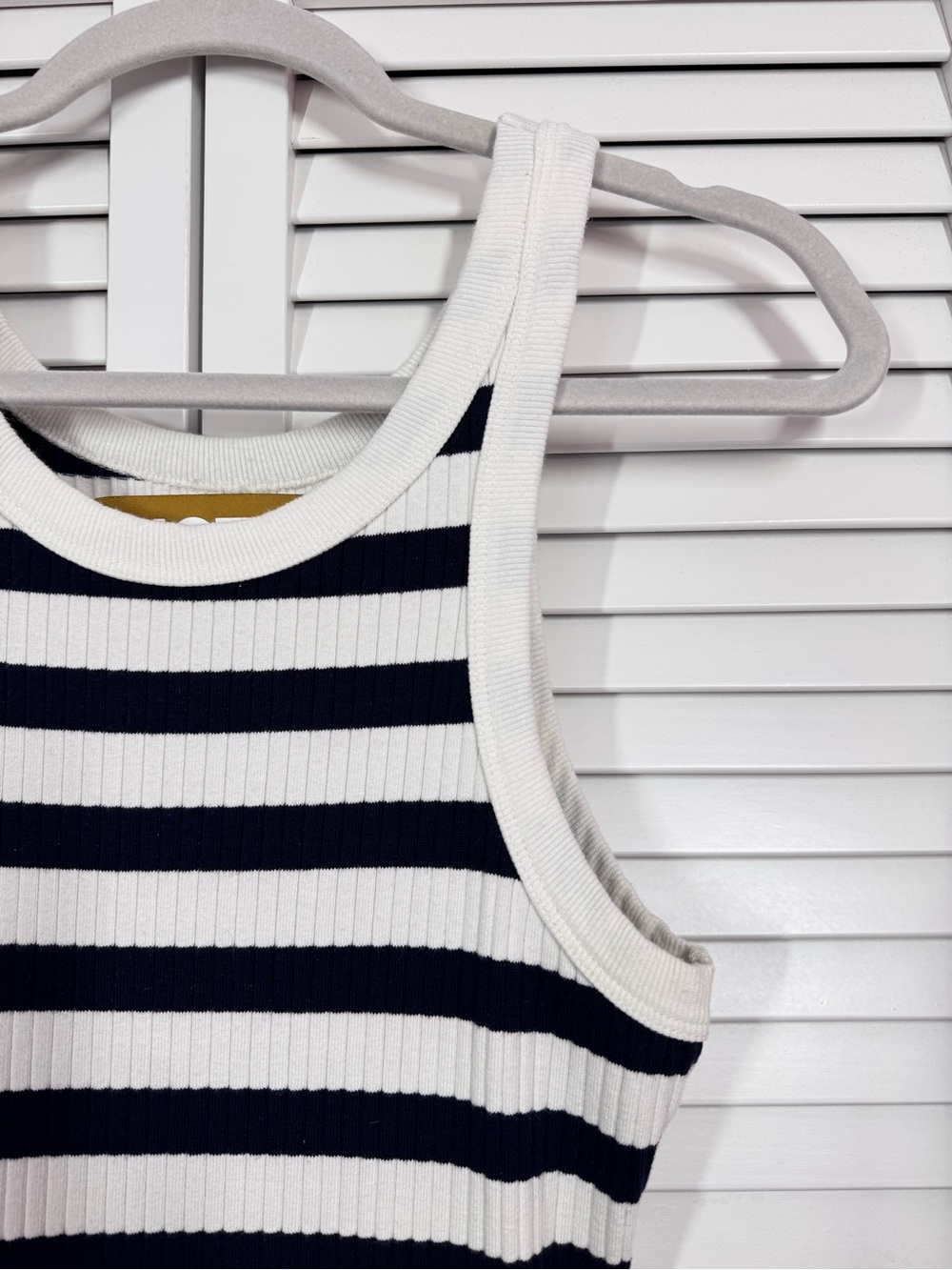 MOTHER The Chin Ups Midi Ribbed Tank Dress Stripes White Navy Bodycon Small - Picture 7 of 14